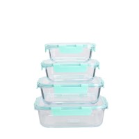 Amazon eco-friendly 280ml 480ml 800ml 1100ml lunch box glass lunch box heat resistant food storage container with PP lids